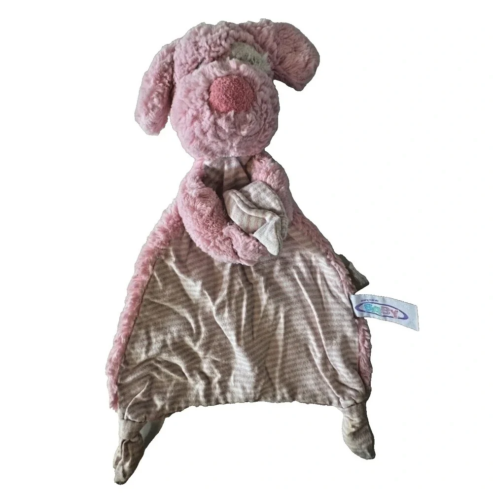 Mary Meyer Dog Pink Security Blanket Plush Stripes Knotted 12 in Lovey
